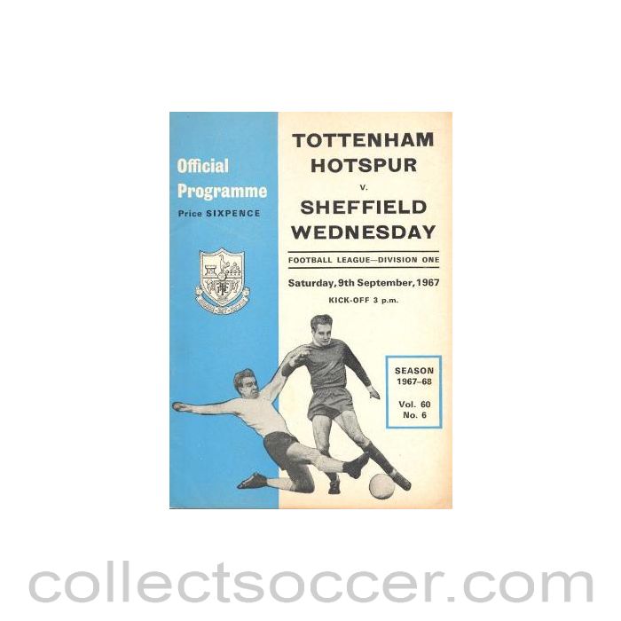 1967 - Tottenham Hotspur v Sheffield Wednesday official programme 09/09/1967