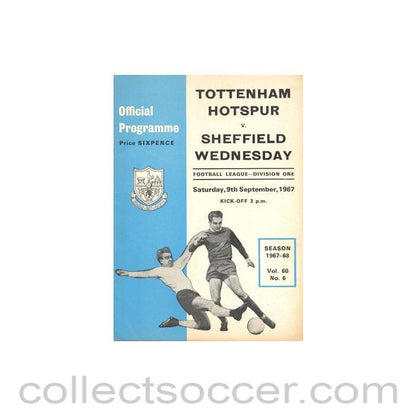 1967 - Tottenham Hotspur v Sheffield Wednesday official programme 09/09/1967