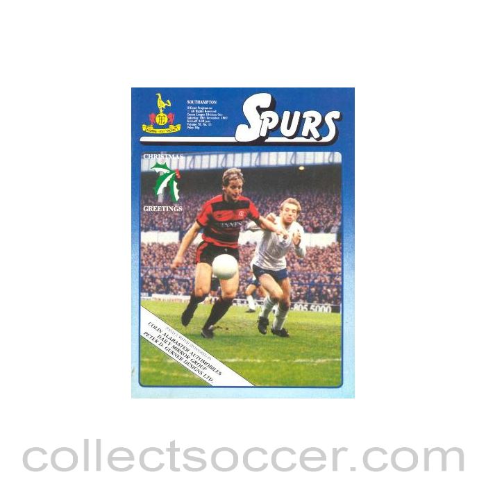 1983 - Tottenham Hotspur v Southampton official programme 10/12/1983 Canon League