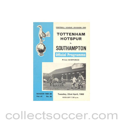 1969 - Tottenham Hotspur v Southampton official programme 22/04/1969 Football League