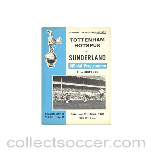1969 - Tottenham Hotspur v Sunderland official programme 27/09/1969