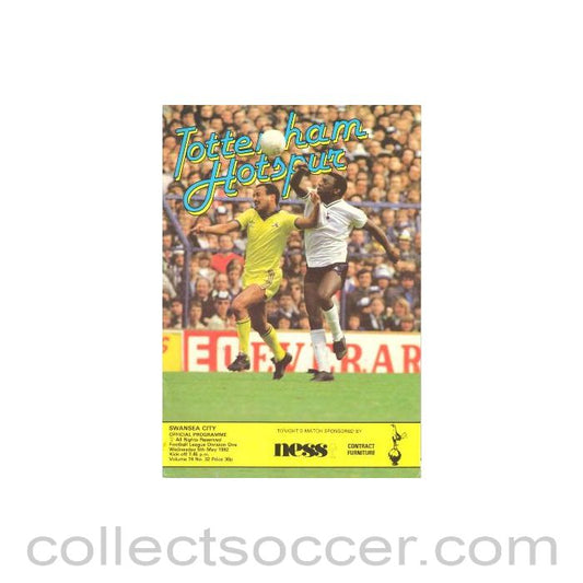 1982 - Tottenham Hotspur v Swansea City official programme 05/05/1982 Football League