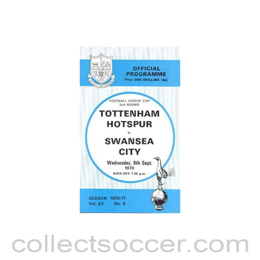 1970 - Tottenham Hotspur v Swansea City official programme 09/09/1970 Football League