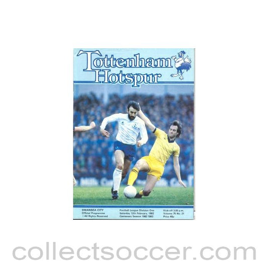 1983 - Tottenham Hotspur v Swansea City official programme 12/02/1983 Football League