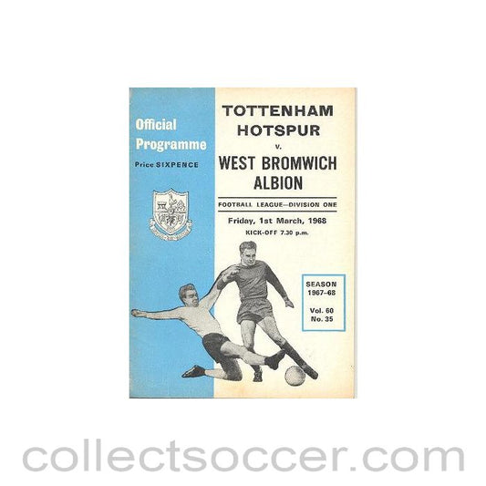 1968 - Tottenham Hotspur v West Bromwich Albion official programme 01/03/1968