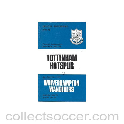1972 - Tottenham Hotspur v Wolverhampton Wanderers official programme 30/12/1972