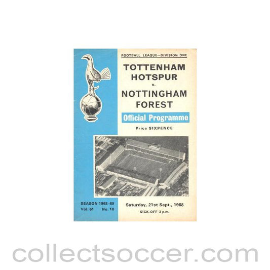 1968 - Tottenham Hotspur v Nottingham Forest official programme 21/09/1968