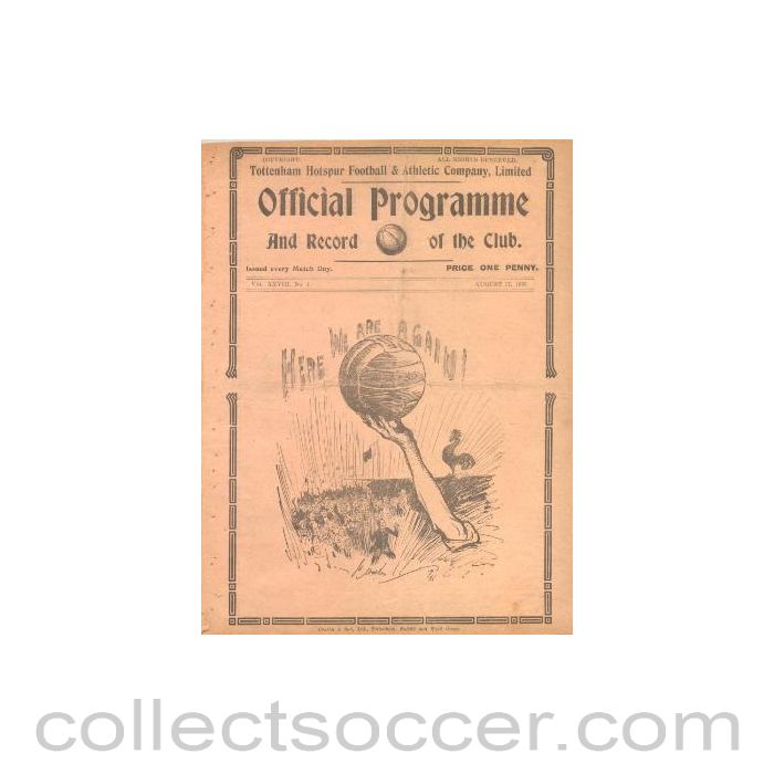 1935 - Tottenham Hotspur practice match Whites v Stripes official programme 17/08/1935