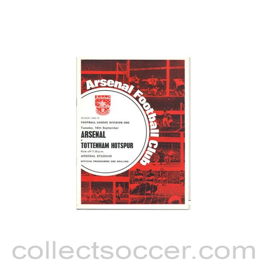1969 - Arsenal v Tottenham Hotspur official programme 16/09/1969