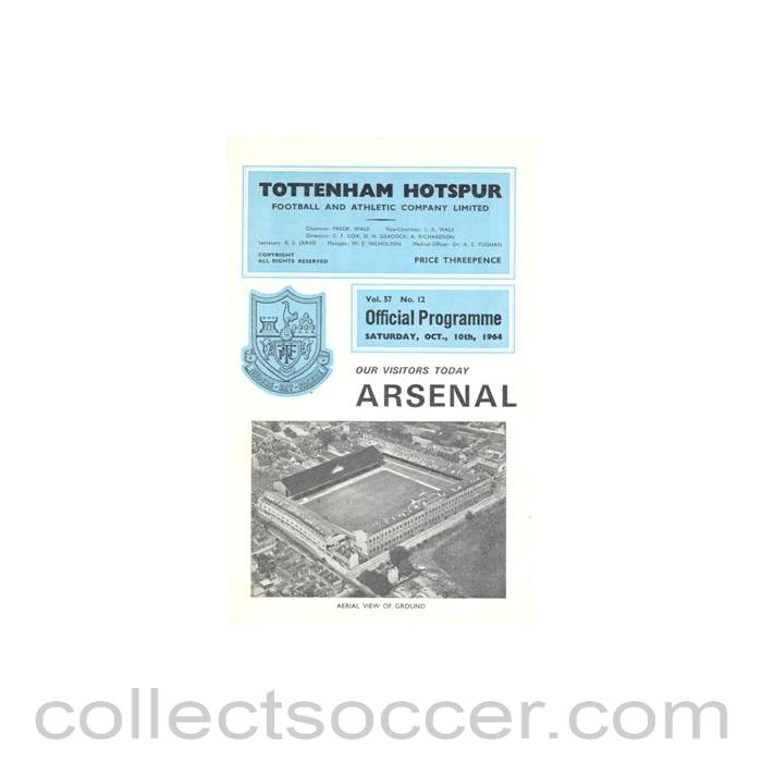 1964 - Tottenham Hotspur v Arsenal official programme 10/10/1964 Football League