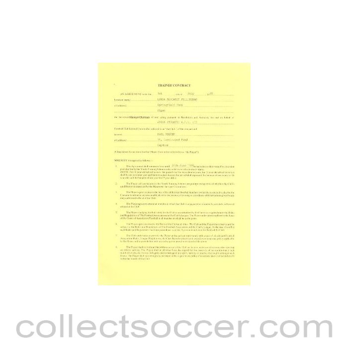 1988 - Trainee Player Contract between Paul Musker and Wigan Athletic of 01/07/1988