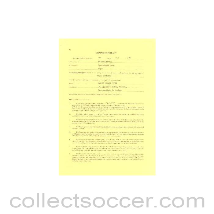 1986 - Trainee Player Contract between Darren Stuart Moore and Wigan Athletic of 07/07/1986