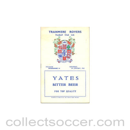 1963 - Tranmere Rovers v Chelsea official programme 05/01/1963