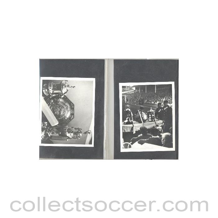 Two photographs of football trophies in a folder