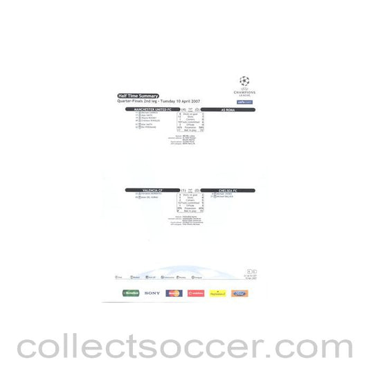 2007 - Valencia v Chelsea Half Time Summary 10/04/2007 Champions League
