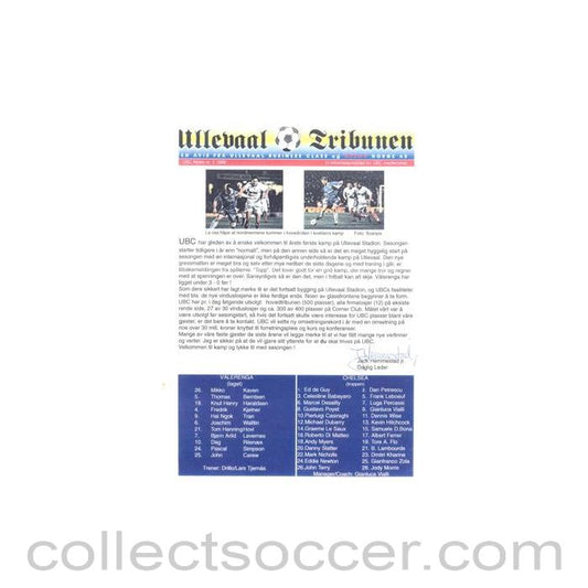 1999 - Valerenga v Chelsea press release 18/03/1999 originally signed by Jack Hemmestad