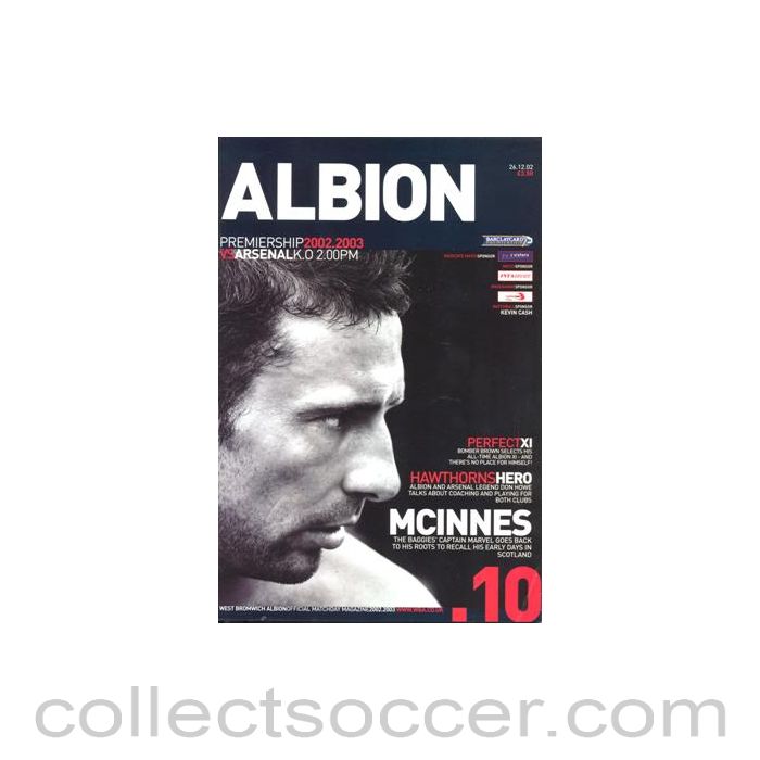 2002 - West Bromwich Albion v Arsenal official programme 26/12/2002 Premier League