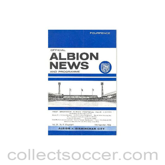 1964 - West Bromwich Albion v Birmingham City official programme 16/09/1964 Football League