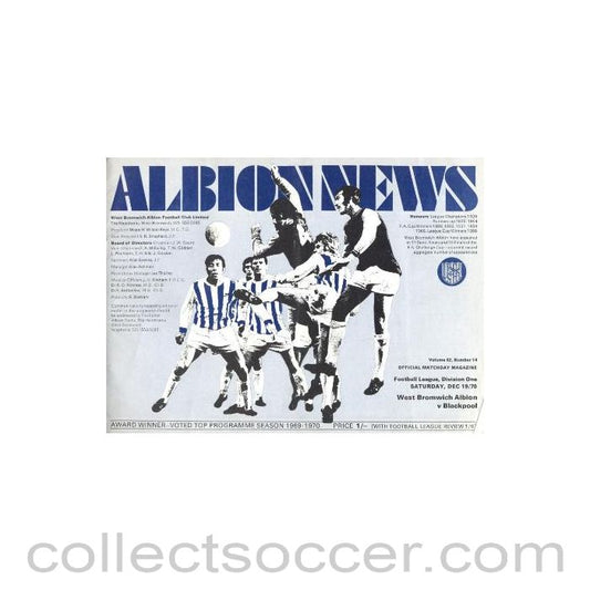 1970 - West Bromwich Albion v Blackpool official programme 19/12/1970 Football League