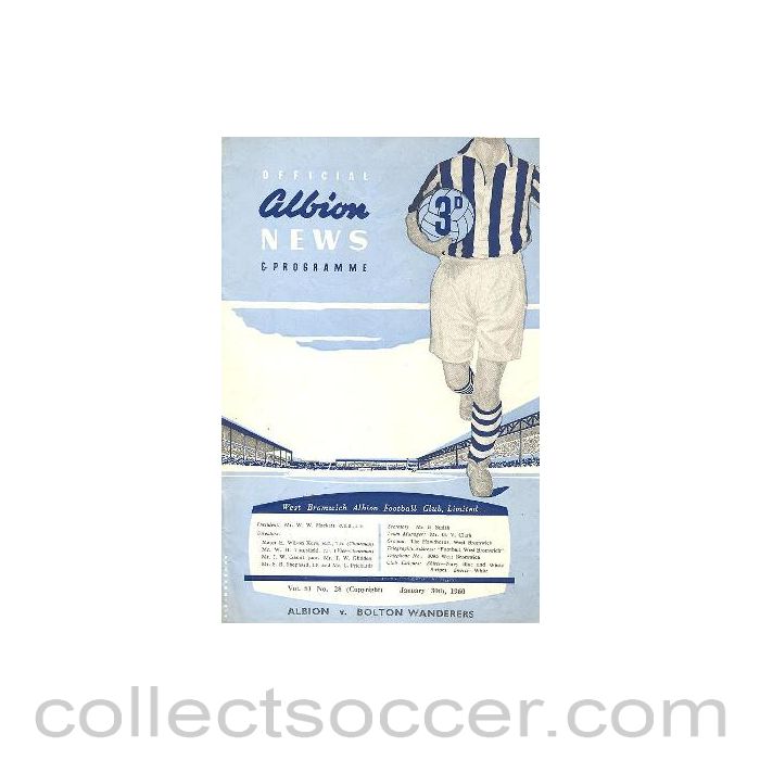 1960 - West Bromwich Albion v Bolton Wanderers official programme 30/01/1960 Football League