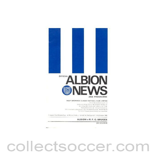 1968 - West Bromwich Albion v Bruges official programme 02/10/1968