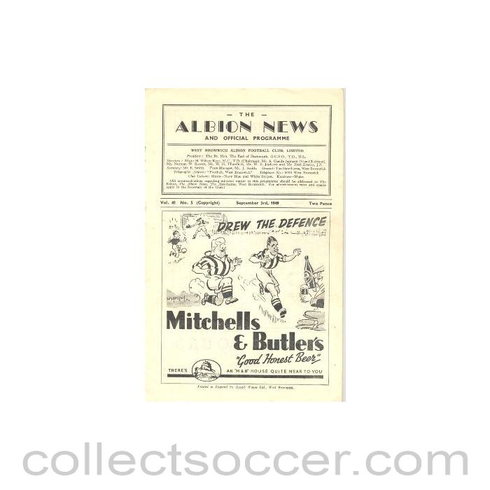 1949 - West Bromwich Albion vChelsea official programme 03/09/1949