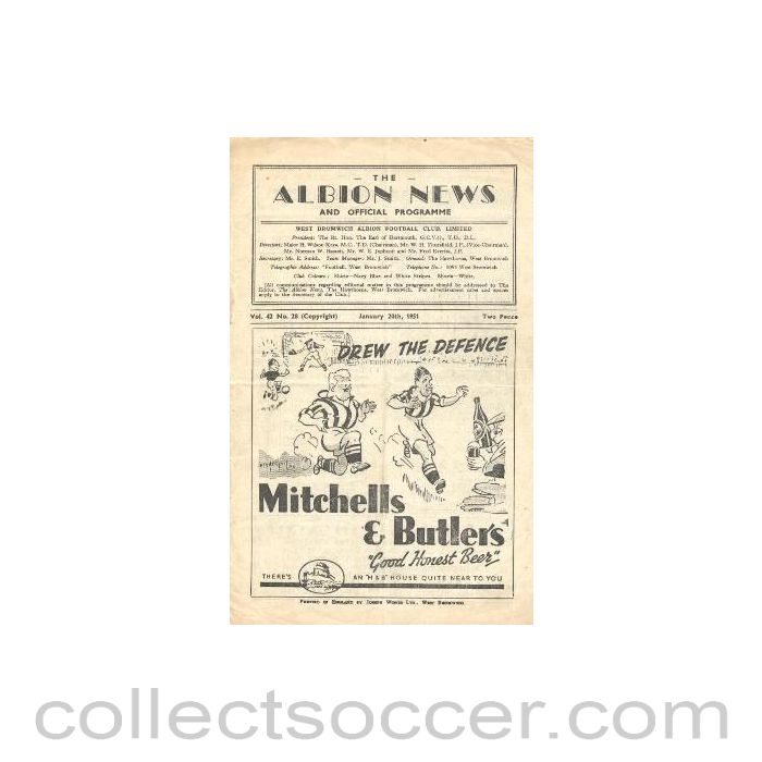 1951 - West Bromwich Albion vChelsea official programme 20/01/1951