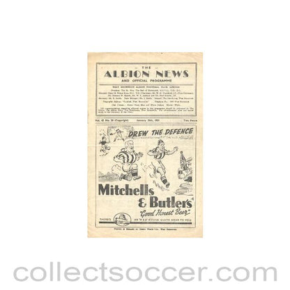 1951 - West Bromwich Albion vChelsea official programme 20/01/1951