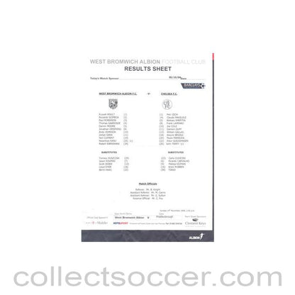 2004 - West Bromwich Albion v Chelsea menu 30/10/2004 Premier League