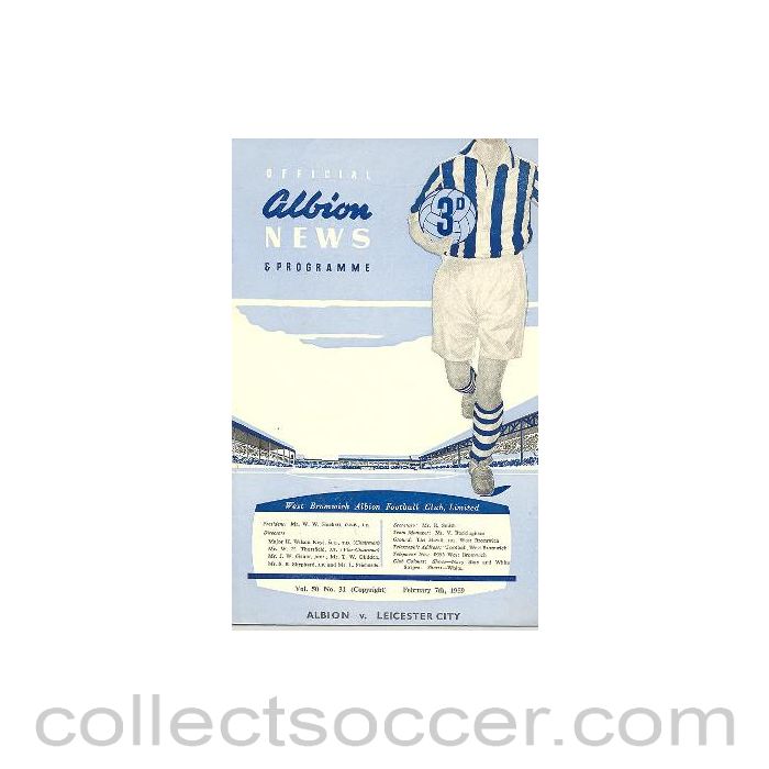 1959 - West Bromwich Albion v Leicester City official programme 07/02/1959 Football League