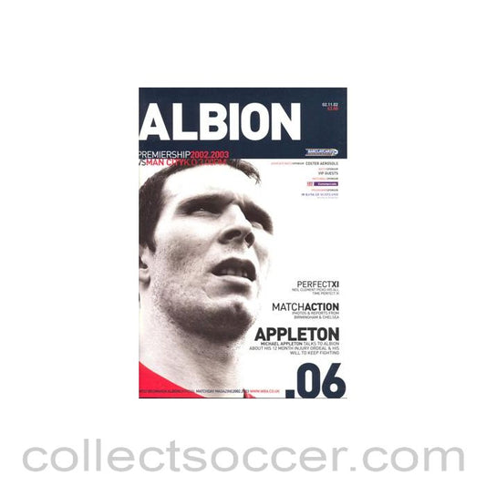 2002 - West Bromwich Albion v Manchester City official programme 02/11/2002 Premier League