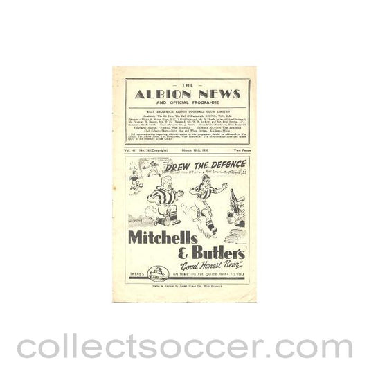 1950 - West Bromwich Albion v Newcastle United official programme 18/03/1950