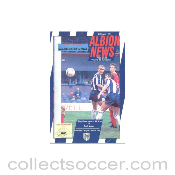 1991 - West Bromwich Albion v Port Vale official programme 27/04/1991