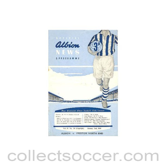 1960 - West Bromwich Albion v Preston North End official programme 02/01/1960 Football League