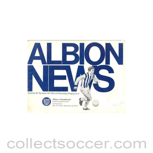 1970 - West Bromwich Albion v Sunderland official programme 28/01/1970