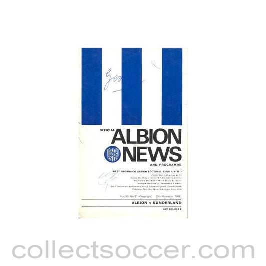 1968 - West Bromwich Albion v Sunderland official programme 30/11/1968 written on