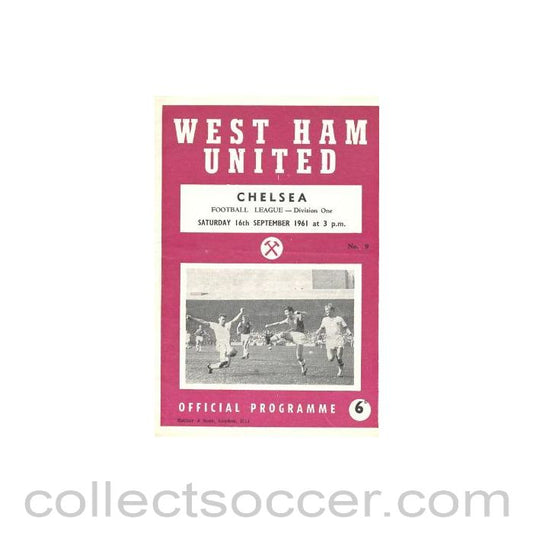 1961 - West Ham United vChelsea official programme 16/09/1961