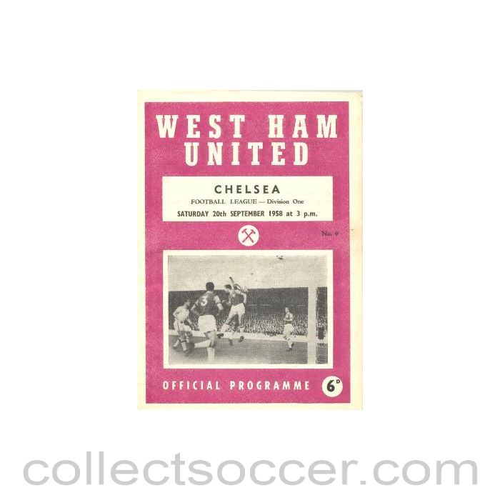 1958 - West Ham United vChelsea official programme 20/09/1958