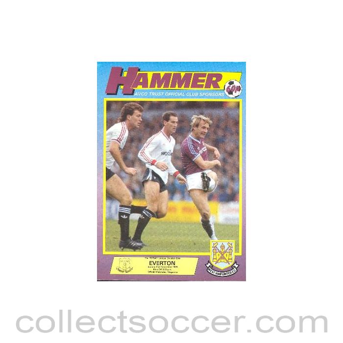 1986 - West Ham United v Everton official programme 02/11/1986 League Cup
