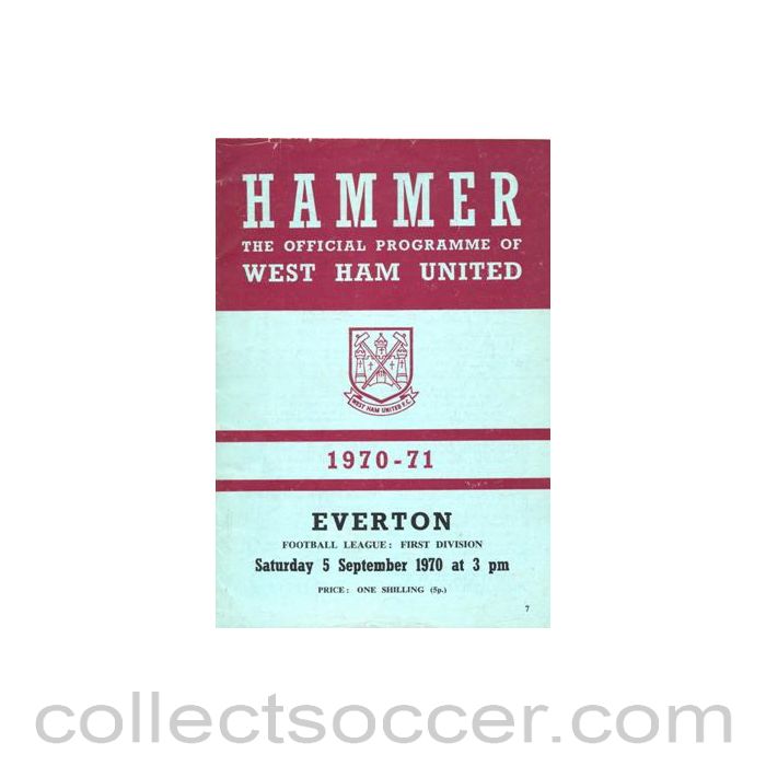 1970 - West Ham United v Everton official programme 05/09/1970 Football League