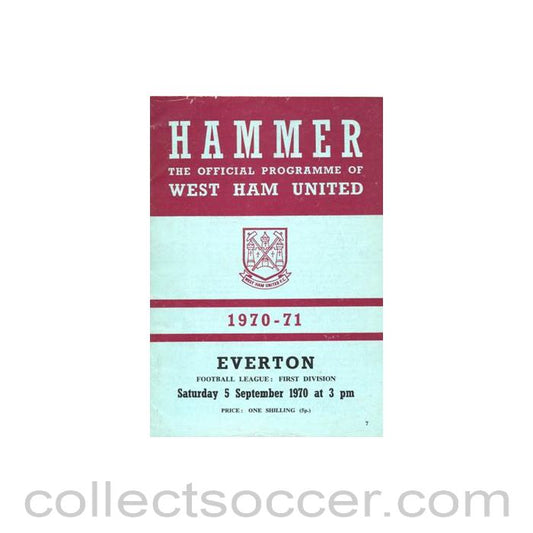 1970 - West Ham United v Everton official programme 05/09/1970 Football League