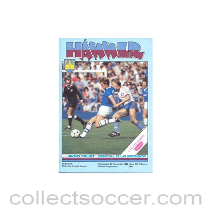 1983 - West Ham United v Everton official programme 30/11/1983 Milk Cup