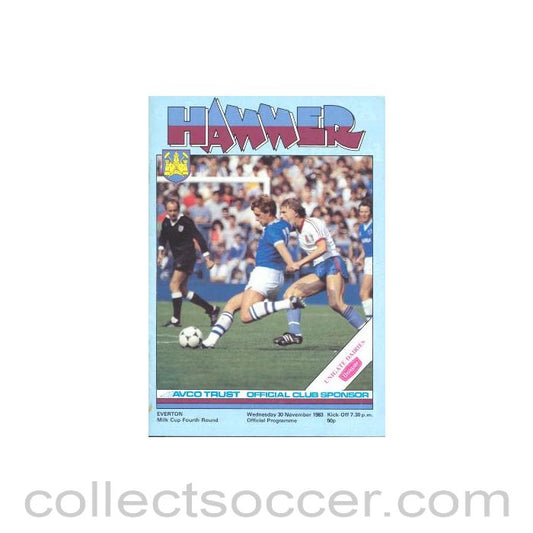 1983 - West Ham United v Everton official programme 30/11/1983 Milk Cup
