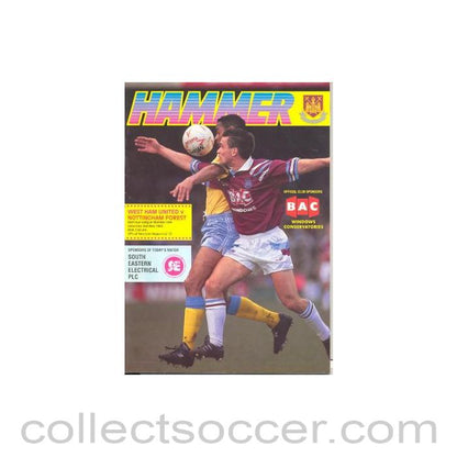 1992 - West Ham United v Nottingham Forest official programme 02/05/1992