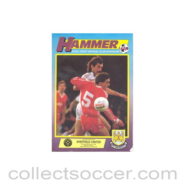 1987 - West Ham United v Sheffield United official programme 09/02/1987 F.A. Cup