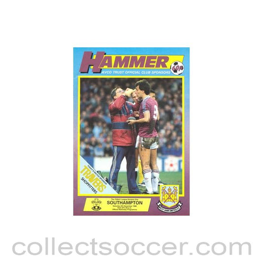 1986 - West Ham United v Southampton official programme 06/12/1986 Football League