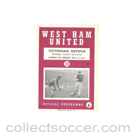 1964 - West Ham United v Tottenham Hotspur official programme 08/02/1964 Football League