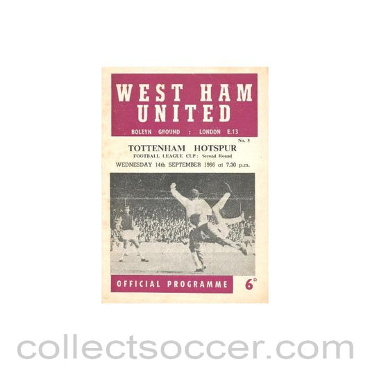 1966 - West Ham United v Tottenham Hotspur official programme 14/09/1966