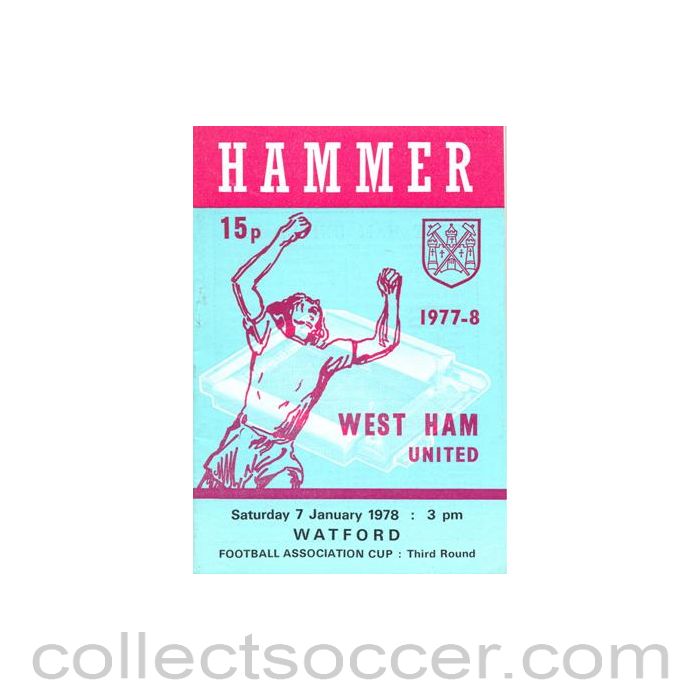 1978 - West Ham United v Watford official programme 07/01/1978 F.A. Cup