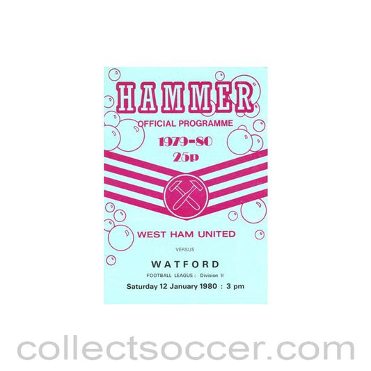 1980 - West Ham United v Watford official programme 12/01/1980 Football League